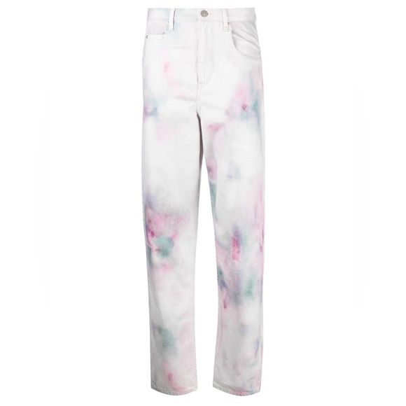 Isabel Marant Étoile Tie-Dye High Waisted Jeans Denim Pastel Cotton Batik - Picture 10 of 16